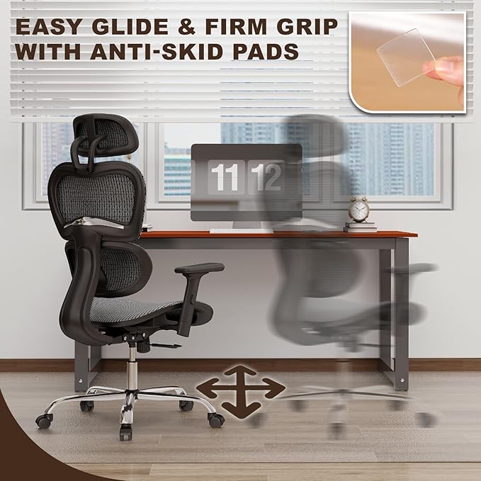 Upgraded 2mm Thick Clear Office Chair Mat, 46"x72" No Slip Vinyl Desk Chair Mat for Hard Floors, Heavy-Duty Easy Clean PVC Computer Floor Mat, Waterproof Rolling Chair Floor Protector for Home Office