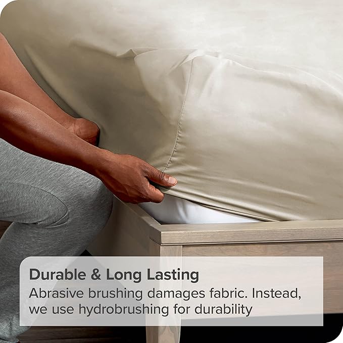 Bare Home 2-Pack Fitted Bottom Sheets Split King - Premium 1800 Ultra-Soft Microfiber - Deep Pocket - 4 Twin XL Fitted Sheets (Split King, Sand)