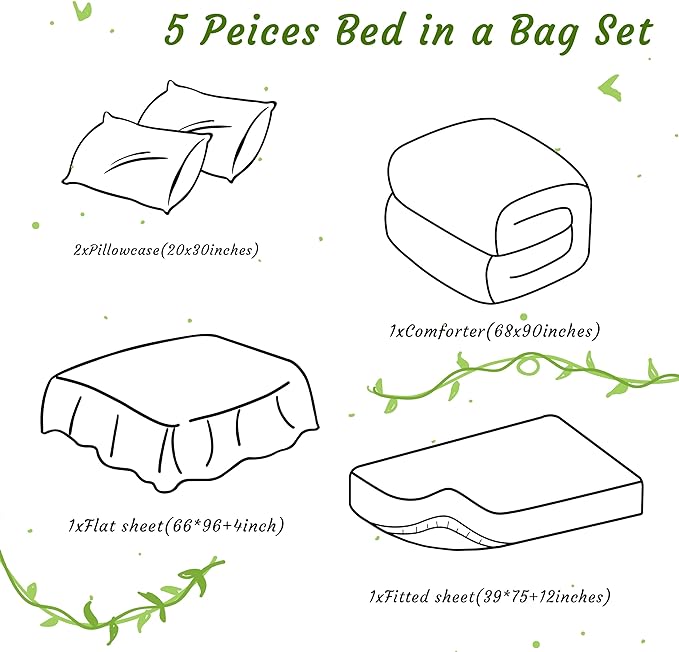 NTBAY Twin Comforter Set with Sheets, 5 Pieces Soft and Breathable Bedding Set, Twin Bed in a Bag, Down Alternative Comforter Set Solid Color All Season, Kids Bedding Set, Aqua