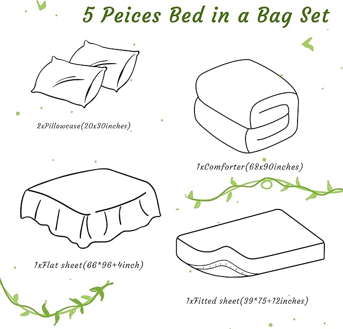 NTBAY Twin Comforter Set with Sheets, 5 Pieces Soft and Breathable Twin Bedding Set, Bed in a Bag, Down Alternative Comforter Set Solid Color All Season, Kids Bedding Set, Smoke Grey