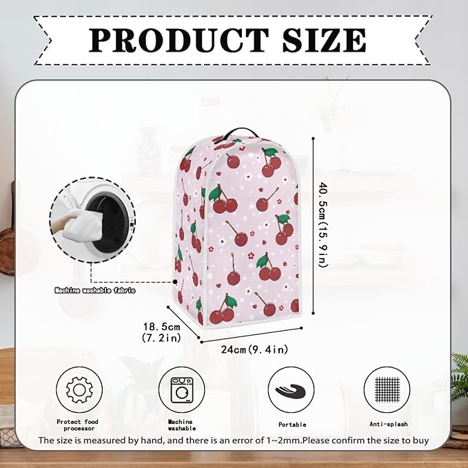 Blender Covers for Kitchen, Stand Mixer or Coffee Maker Appliance Dust Covers with Handle for Home Kitchen Decor, Cherry Pattern