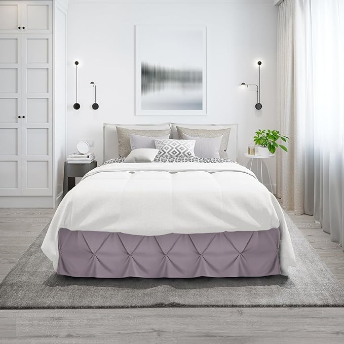 Nestl Dusty Purple Bed Skirt King Size, Pinch Pleat King Bed Skirt, 14" Inch Drop King Bedskirt, Hotel Quality Dusty Purple Bed Skirts, Microfiber Bedskirt for King Bed, Dusty Purple King Bed Skirt
