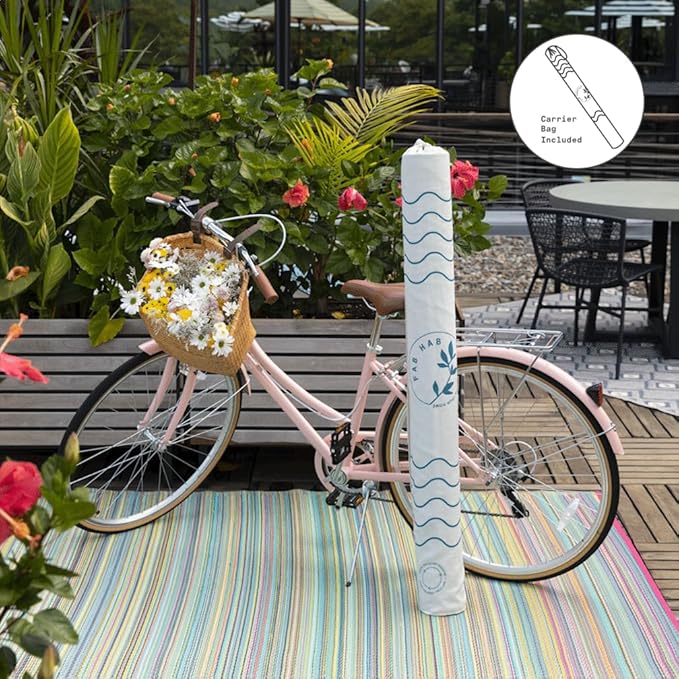 Fab Habitat Chevron Outdoor Rug - Waterproof, Fade Resistant, Crease-Free - Premium Recycled Plastic - Striped - Patio, Porch, Deck, Balcony - Patan - Coral - 5 x 8 ft