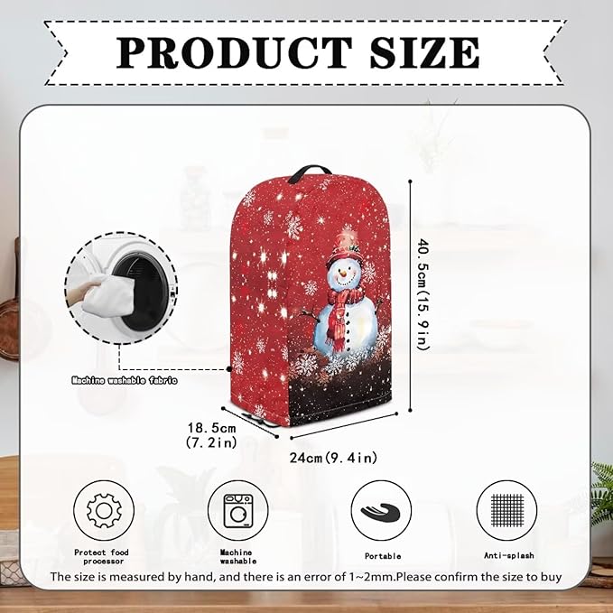 Christmas Blender Dust Cover Stand Mixer or Coffee Maker Appliance Covers with Drawstring, Anti Fingerprint Dust Proof Stain Resistant Blender Cover for Kitchen, Cute Snowman Print