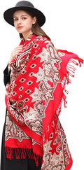 DANA XU 100% Merino Wool Extra Large Pashmina Blanket Travel Scarf Cashmere Wrap for Women Fall Winter Oversize Shawl Floral