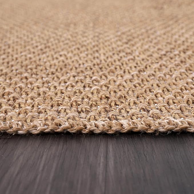 Easy Jute Rug 4x6 Indoor Outdoor Natural Rugs Solid Fiber Rug Woven Area Rug Boho Easy Clean Inside Carpet for Living Room Bedroom Dining Room Hallway or Outdoor Patio Porch (4 X 6 Natural)