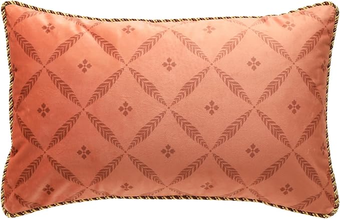 Throw Pillow Covers Pack of 2,Orange Cozy Velvet with Minimalist Floral and Leaves Pattern Pillowcases,Decoration Lumbar Pillows Cushion Covers for Couch Sofa Bed Car Chair,12"x20"