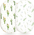 Bassinet Sheets for Baby Girls Boys 2 Pack, Fitted Baby Mattress Sheet for Rectangle, Oval, Hourglass Bassinet Mattress, Breathable Cozy & Universal Fit (Desert Green)