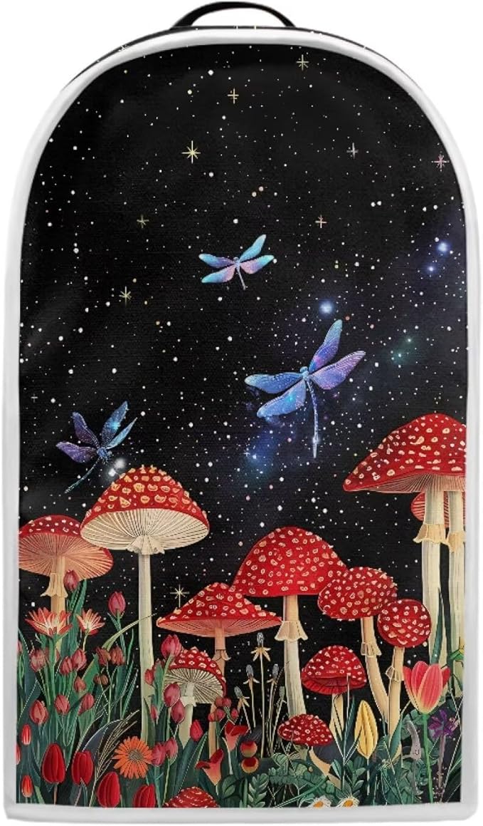 Blender Covers for Kitchen Food Processor Cover with Handle, Dust Covers for Kitchen Appliances Stand Mixer or Coffee Maker Appliance Cover, Mushroom Dragonfly Print
