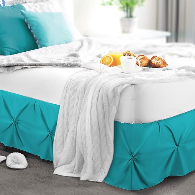 Nestl Premium Microfiber Bedskirt - King Size, Pinch Pleat, 14" Drop, Hotel Quality, Teal