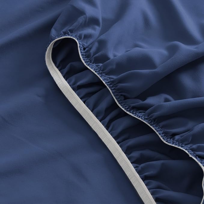 SPRINGSPIRIT RV Queen Sheets, Super Soft RV Short Queen Sheets for RV Camper, 4 Piece Bed Sheet Set Deep Pockets, Extra Soft and Breathable Bedding Sheet, Navy