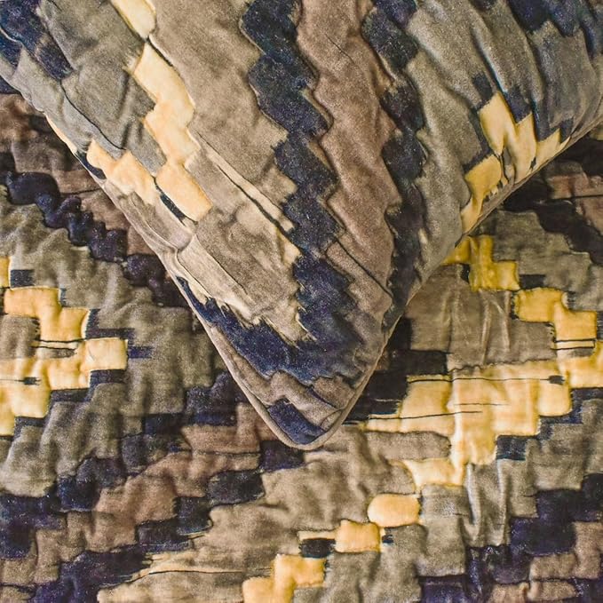 The HomeCentric King/Queen/Twin Beige Designer Queen 74"x18" Bed Runner Without Pillow Cover, Abstract, Chevron, Quilted Bed Scarf on Suede Velvet Fabric - Paramount
