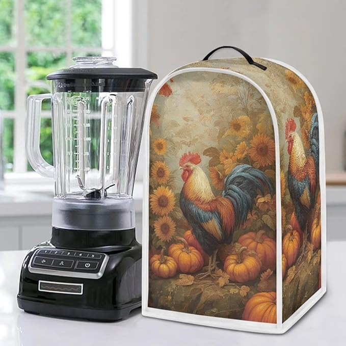 Retro Blender Cover for Kitchen Resistance Food Processor Dust Cover with Handle Easy Clean Coffee Machine Dust Protector Covers for Kitchen Countertop Fall Decoration
