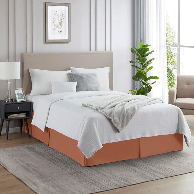 Nestl Rust Twin XL Bed Skirt - Twin XL Size Bed Skirt 14 Inch Drop - Brushed Microfiber Bed Skirts - Hotel Quality Pleated Bed Skirt - Shrinkage & Fade Resistant