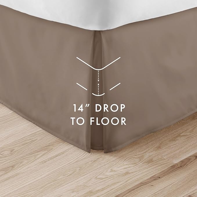 Linen Market Bed Skirt - Ultra Soft Microfiber - Easy Fit with 14 Inch Tailored Drop - Hotel Quality, Shrinkage & Fade Resistant - Bed Cover - Cal King Bed Skirt - Bedroom Décor - (Cal King, Taupe)