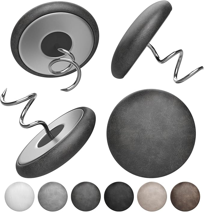 Leather Upholstery Twist Pins for Bed Skirts – 12 Pack Fabric Holders and Tacks for Sofa Covers, Armchairs, and DIY Sewing – Elegant Screw Design Upholstery Accessories (12, Dark Gray)