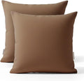 Haven & Glow Decorative Throw Pillow Cover – Square Cushion Case with Zipper | Modern Sofa, Couch & Bed Accent Pillow Covers for Living Room, Bedroom & Home Decor | 22 x 22 Inch – Dark Brown – 2 Pack