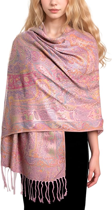 Achillea Big Paisley Pashmina Shawl Wrap for Women – Elegant Scarf for Weddings, Evening Dresses, Festivals & Daily Wear