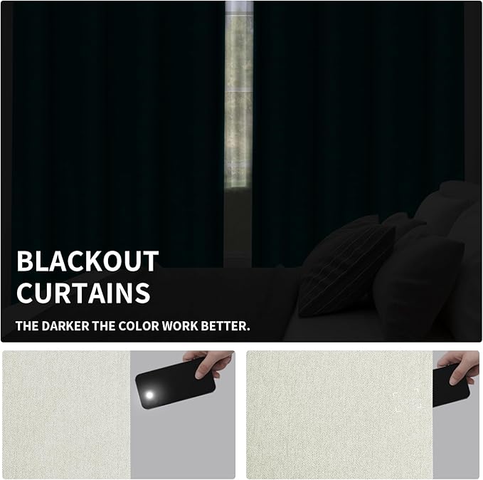 Easy-Going Linen Look Blackout Curtain Grommet Window Curtain Drapes for Bedroom, Living Room Thermal Insulated Room Darkening (2 Panels, 38x45 Inch, Beige)