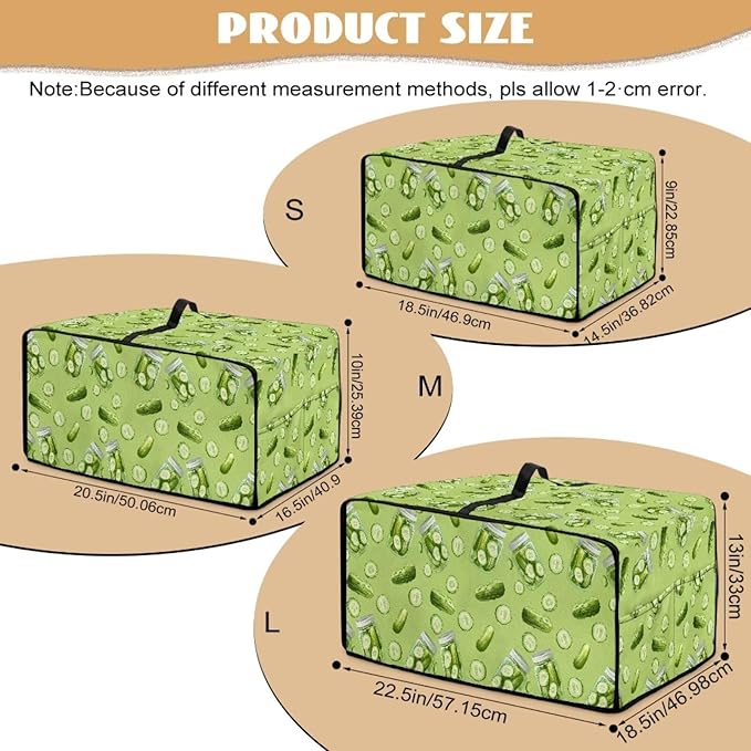 Toaster Oven Dust Cover with Storage Pockets, Dust-Proof Kitchen Appliance Protector for Small Appliances Convection Ovens, S, 14.5 x 18.5 x 9 Inches, Cucumber Print Green