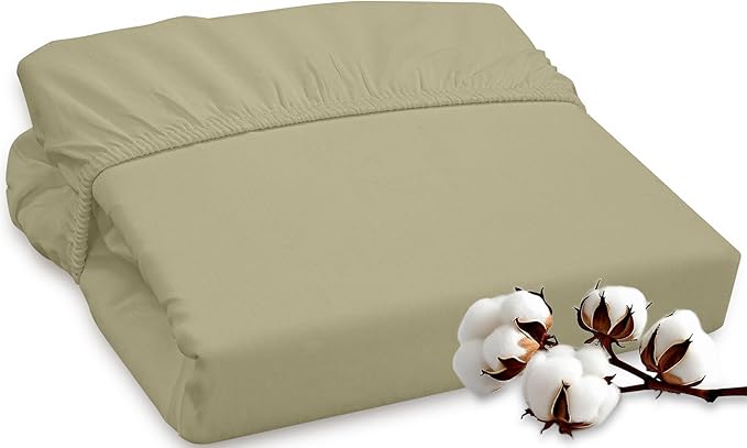 ROYALE LINENS 300 Thread Count 100% Long Staple Combed Cotton Fitted Sheet California King - Super Soft Deep Pocket Bottom Sheet - Fitted Sheets Only - Elastic Sheets (Cal King, Sage Green)