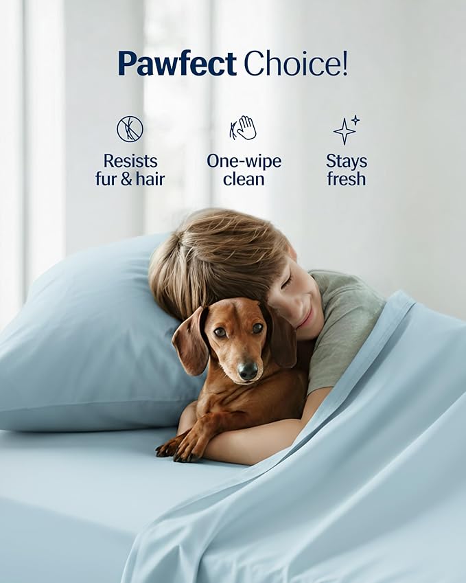 REST® Evercool®+ Starter Sheet Set, Queen, Light Blue, Breathable Bed Sheets for Hot Sleeper and Night Sweats, with Pillowcases, Ionic+ Self-Cleaning Silver Yarn for Sensitive Skin, 3PCS No Flat Sheet