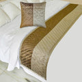 The HomeCentric King/Queen/Twin Brown Decorative Bed Runner Twin 53"x18" Bed Runner with Two Pillow Cover, Solid, Chevron, Patchwork, Quilted Bed Scarf on Velvet Fabric - Plush Divide
