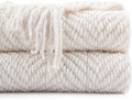 BATTILO HOME Cream Throw Blanket for Couch, Textured Knitted Throw Blanket with Tassels, Couch Cover Blanket Warm Decorative White Throw Blankets for Sofa Living Room, 60" x 80"