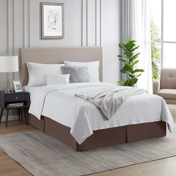 Nestl Dark Brown Twin XL Bed Skirt - Twin XL Size Bed Skirt 14 Inch Drop - Brushed Microfiber Bed Skirts - Hotel Quality Pleated Bed Skirt - Shrinkage & Fade Resistant