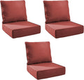 Outdoor Cushion Set for Furniture Patio Furniture, UV Resistant, Water Resistant - 6 Inch Thick Foam Garden Cushions– 24x24 Inch Patio Seat Covers for Chair/Sofa/Couch | Red | 3-Pack |