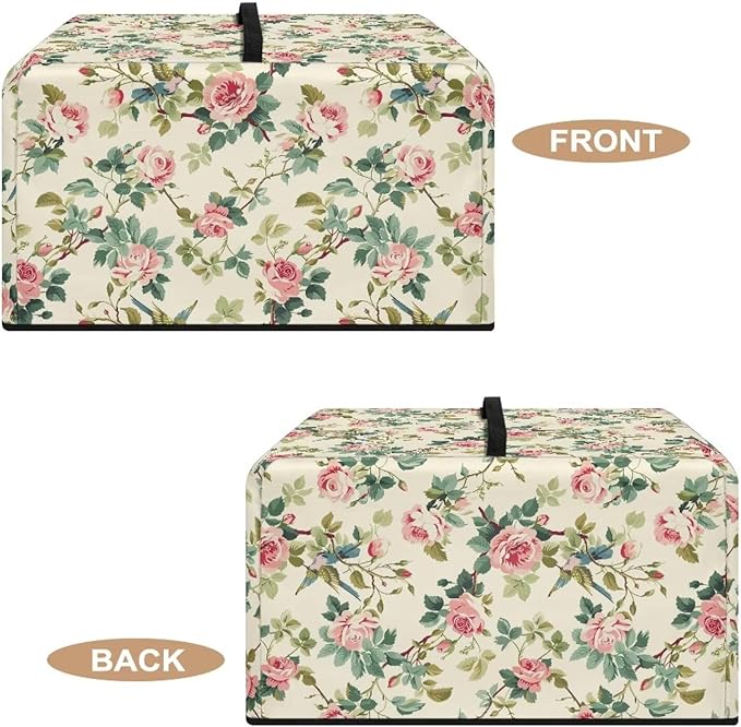Microwave Cover, Rose Microwave Dust Cover Waterproof Microwaves Oven Covers Microwaves Accessories Decorative Kitchen Appliance Cover for Air Fryer Toaster