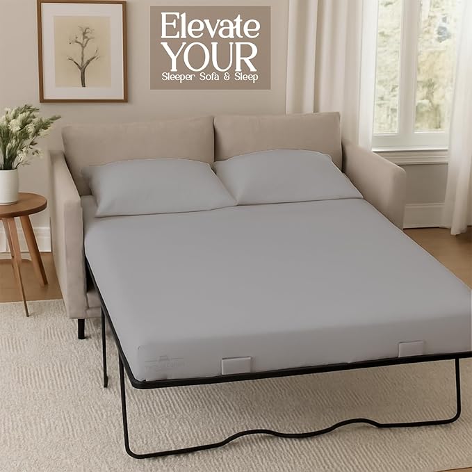 Sleeper Sofa 4 Piece Bed Sheet Set Premium Quality 100% Cotton 500 Thread Count, Smooth & Super Soft Sateen Weave, Extra Soft Bed Sheets, Wrinkle Free, 8 Inch Deep Pocket (Queen, Silver)