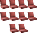 Outdoor Cushion Set for Furniture Patio Furniture, UV Resistant, Water Resistant - 6 Inch Thick Foam Garden Cushions – 22x24 Inch Patio Seat Covers for Chair/Sofa/Couch | Red | 10-Pack |