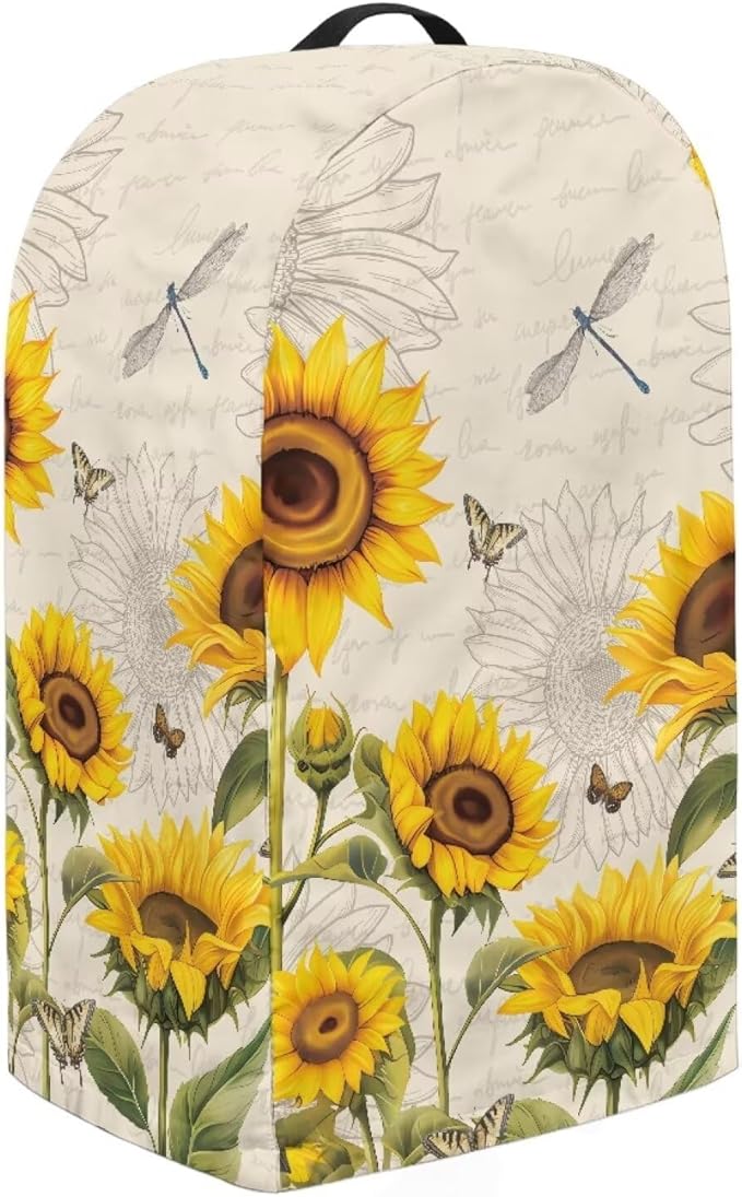 Sunflower Dragonfly Print Blender Dust Cover for Kitchen Small Appliance Decor, Anti Fingerprint Oil-proof Dust Protection Stand Mixer Cover Juicer Cover Soy Milk Machine Covers