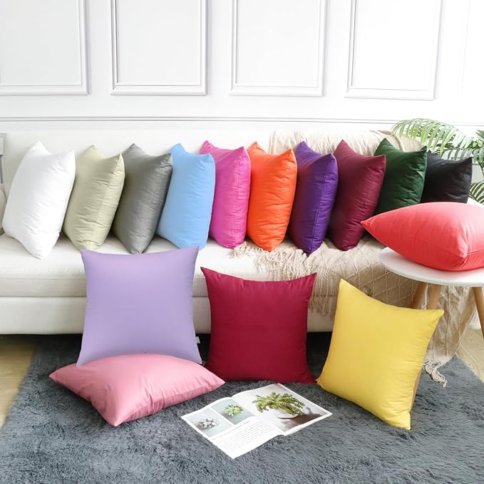 4-Pack 100% Cotton Comfortable Solid Decorative Throw Pillow Case,Thmyo Square Cushion Cover Pillowcase Sublimation Blank Pillow Covers DIY Throw Pillowcase for Sofa Bedroom(22x22 inch/ 55x55cm,Beige)