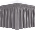 Biscaynebay Wrap Around Bed Skirts for King & Cal King Beds 11" Short Drop, Silver Grey Adjustable Elastic Dust Ruffles Easy Fit Wrinkle Resistant Silky Luxurious Fabric Machine Washable