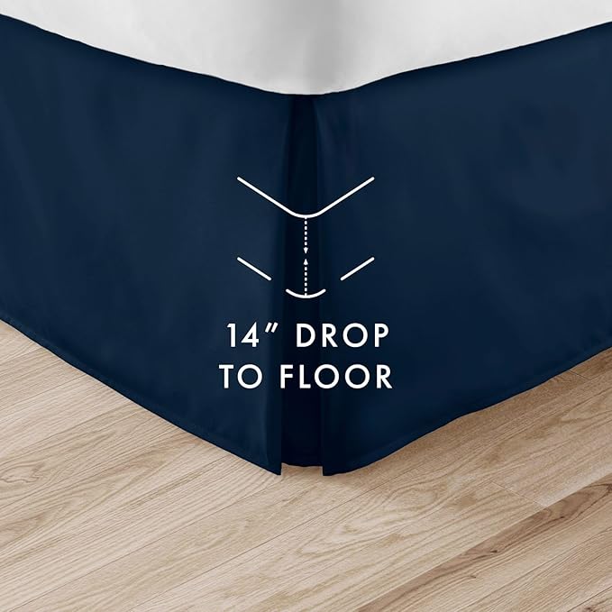 Linen Market Bed Skirt - Ultra Soft Microfiber - Easy Fit with 14 Inch Tailored Drop - Hotel Quality, Shrinkage & Fade Resistant - Bed Cover - Queen Bed Set - Bedroom Décor - (Queen, Navy)
