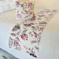 The HomeCentric King/Queen/Twin Pink Decorative Queen 74"x18" Bed Runner Without Pillow Cover, Quilted, Printed & Pearl Embroidery Bed Scarf on Cotton Fabric - Vintage Birdie