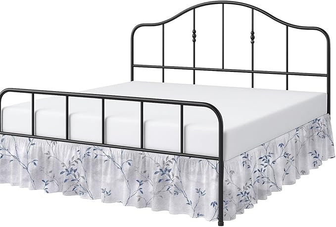 Cottington Lane Ruffled Bed Skirt Queen Size with Split Corner, Brushed Microfiber Hotel Quality Dust Ruffle, 15 Inch Drop Gathered Bedskirt, Soft, Stylish, Shrink & Fade Resistant, Neutral Nature