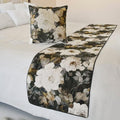 The HomeCentric King/Queen/Twin Gray & Brown Designer Full 68"x18" Bed Runner with Pillow Cover, Rose, Floral & Bead Embroidery Bed Scarf on Cotton Fabric - Rada