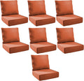 Outdoor Cushion Set for Furniture Patio Furniture, UV Resistant, Water Resistant - 6 Inch Thick Foam Garden Cushions– 24x24 Inch Patio Seat Covers for Chair/Sofa/Couch | Orange | 7-Pack |