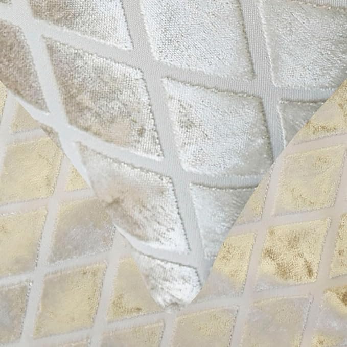 The HomeCentric King/Queen/Twin Ivory Decorative Bed Runner CA King 86"x18" Bed Runner Without Pillow Cover, Diamond Pattern, Velvet Cut Bed Scarf on Velvet Fabric - Ivory Velvet Verve