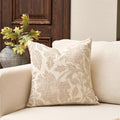 Yangest Chenille Floral Pillow Cover 18 x18 Inches, Neutral Jacquard Square Throw Pillow Cover Soft Decorative Nature Accent Couch Pillow Cover for Living Room Bedroom, Beige