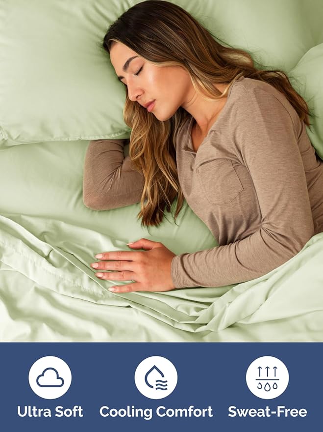 Extra Deep Cal King Fitted Sheet - Hotel Luxury Single Fitted Sheet Only - Easily Fits 18 to 24 inch Mattress - Ultra Soft, Wrinkle Free w/Extra Deep Pockets - Breathable & Comfy - Light Sage Green