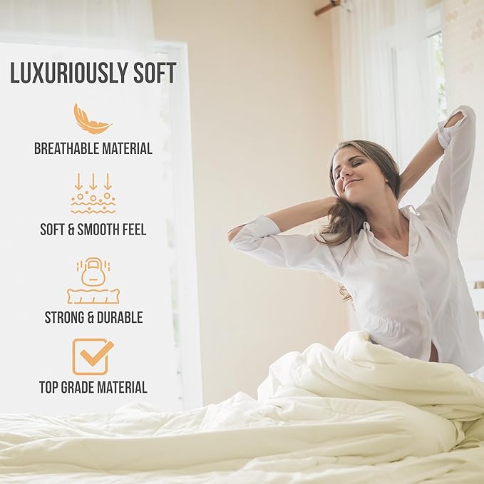 Twin Sheets Set - Luxury Hotel Bed Sheets - Soft Cooling Sheet with Elastic Corner Straps - Deep Pockets Microfiber Bedsheet - Bedding Sheet & Pillowcases Sets - 3 PC (Twin Size, Ivory)