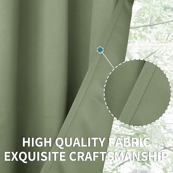 BGment Olive Green Blackout Curtains 72 Inches Length for Bedroom - Rod Pocket Thermal Insulated Room Darkening Drapes for Living Room Dining Privacy Spring Decor, 42 x 72 Inch, 2 Panels