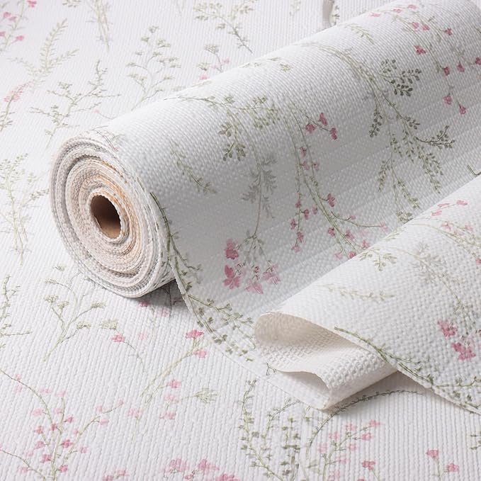 Floral Drawer and Shelf Liner for Cabinets 16IN x 10FT, Non-Adhesive and Strong Non-Slip Flower Shelf Cabinet Drawer Liners for Kitchen,Table,Bookshelves,Waterproof Cupboard Liner