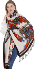 DANA XU 100% Merino Wool Extra Large Pashmina Blanket Travel Scarf Cashmere Wrap for Women Fall Winter Oversize Shawl Floral