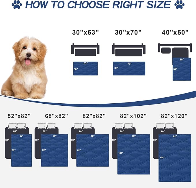 Smiry Waterproof Dog Bed Cover Blanket 68x82, Soft Reversible Pet Blanket, Washable Leakproof Cats Dogs Couch Cover for Sofa, Couch, Furniture, Lattice, Navy/Blue