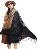 DANA XU 100% Merino Wool Extra Large Pashmina Blanket Travel Scarf Cashmere Wrap for Women Fall Winter Oversize Shawl Floral